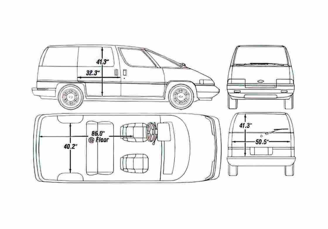 Blueprint Chevrolet Lumina APV Minivan 1990 A4 Photo Print
