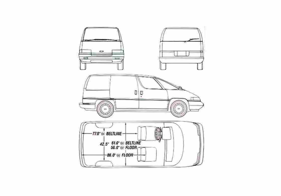 Blueprint Chevrolet Lumina APV Van 1990 A4 Photo Print