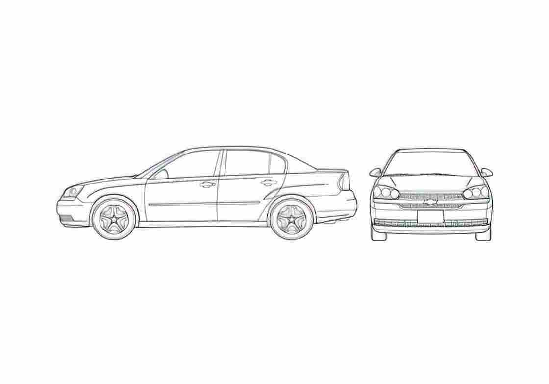 Blueprint Chevrolet Malibu LT Sedan 2005 A4 Photo Print