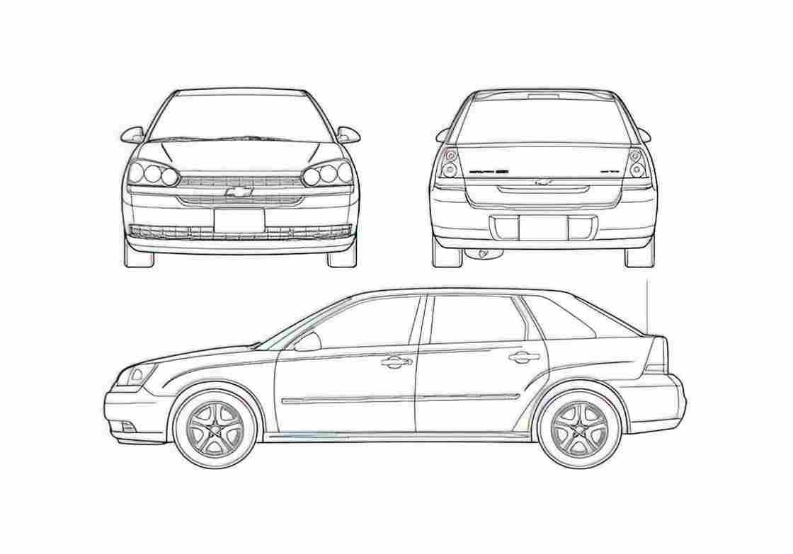 Blueprint Chevrolet Malibu MAXX LS Hatchback 2005 A4 Photo Print