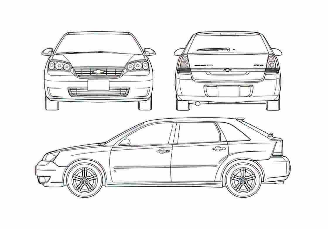 Blueprint Chevrolet Malibu MAXX LS Hatchback 2007 A4 Photo Print