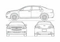 Blueprint Chevrolet Malibu Sedan 2008 A4 Photo Print