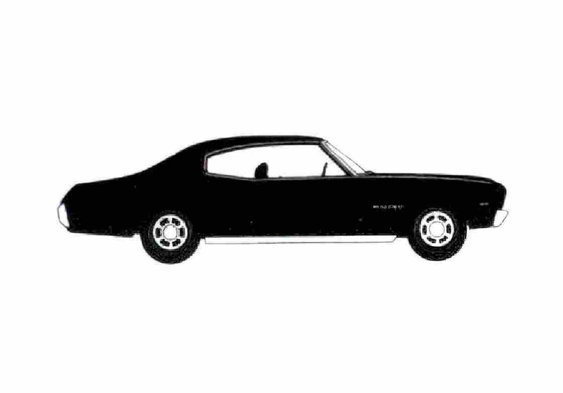 Blueprint Chevrolet Malibu Sport Coupe 1970 A4 Photo Print