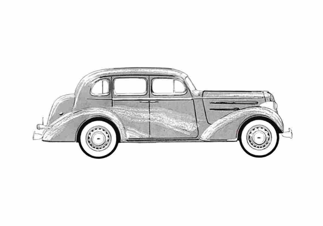 Blueprint Chevrolet Master Deluxe Sedan 1936 A4 Photo Print