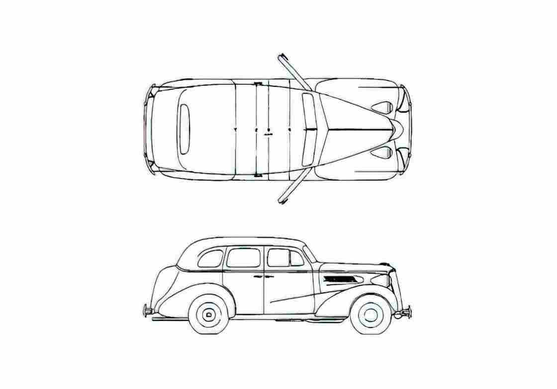 Blueprint Chevrolet Master Sedan 1937 A4 Photo Print