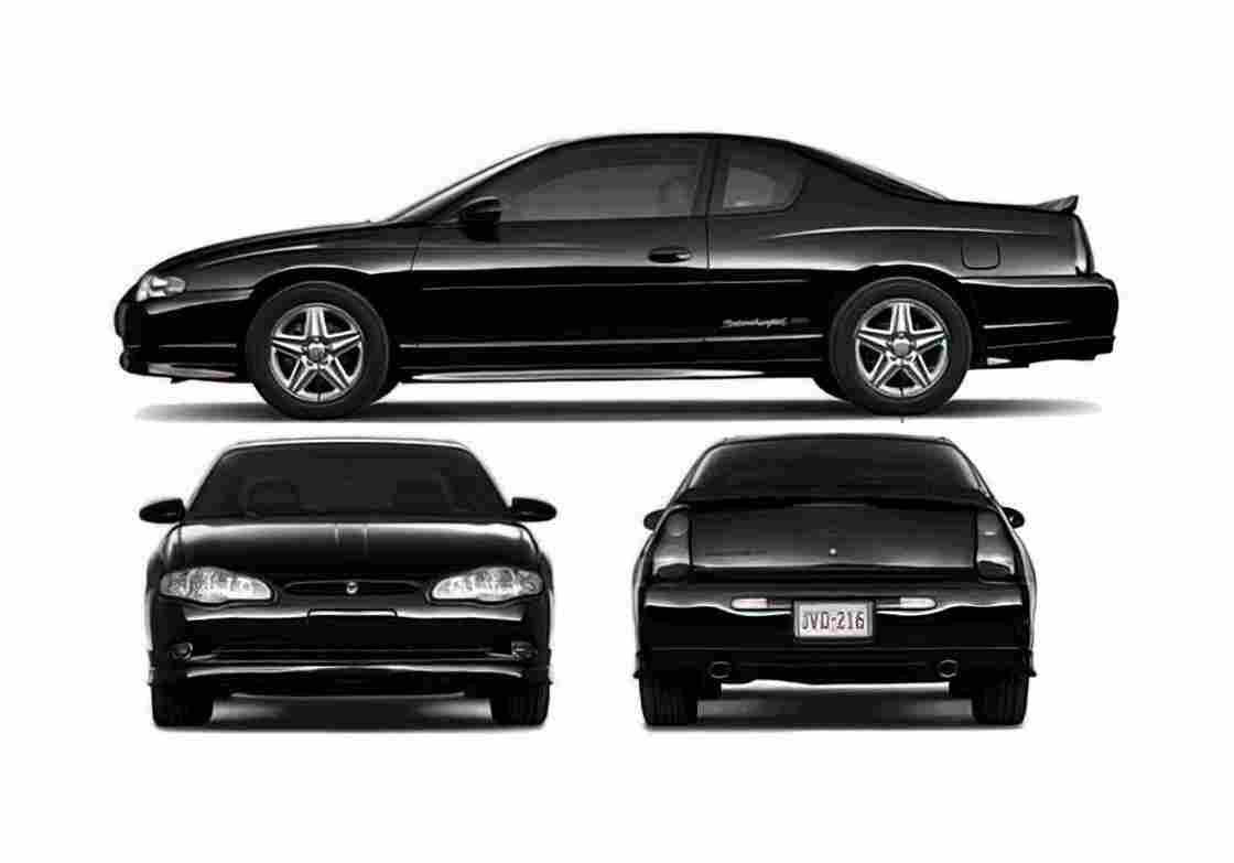 Blueprint Chevrolet Monte Carlo Coupe 2004 A4 Photo Print