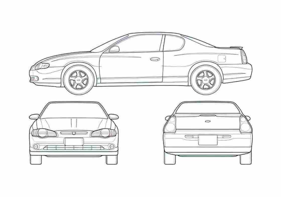 Blueprint Chevrolet Monte Carlo Coupe 2005 A4 Photo Print