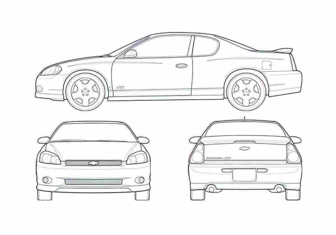 Blueprint Chevrolet Monte Carlo Coupe 2007 A4 Photo Print