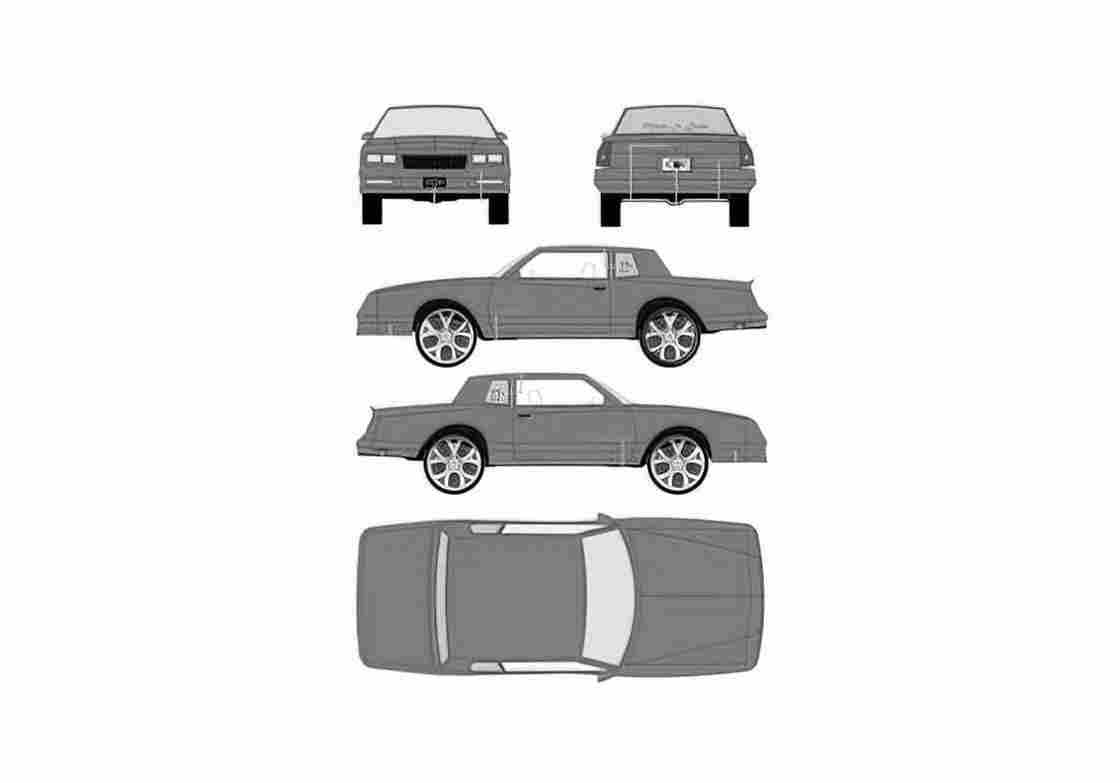 Blueprint Chevrolet Monte Carlo Donk Coupe 1986 A4 Photo Print