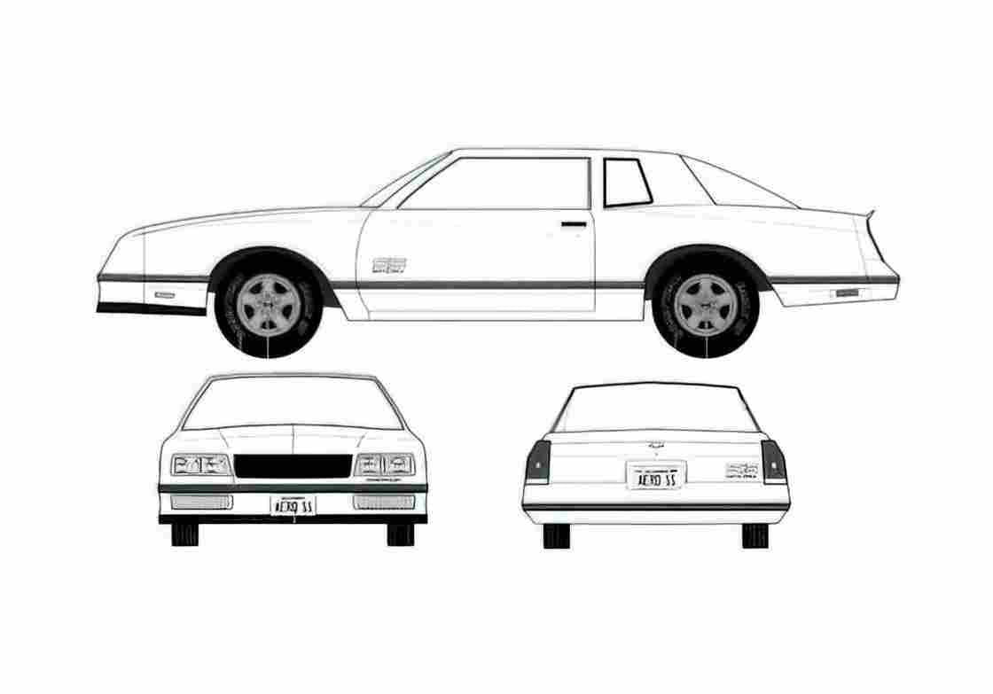 Blueprint Chevrolet Monte Carlo SS Aeroback Coupe 1987 A4 Photo Print