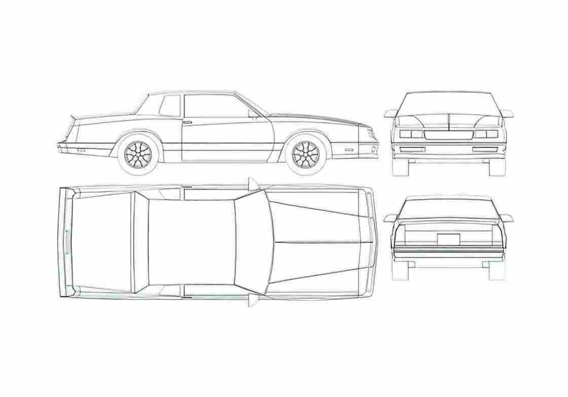 Blueprint Chevrolet Monte Carlo SS Coupe 1986 A4 Photo Print