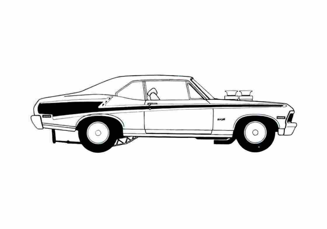 Blueprint Chevrolet Nova SS Pro Stock Coupe 1972 A4 Photo Print