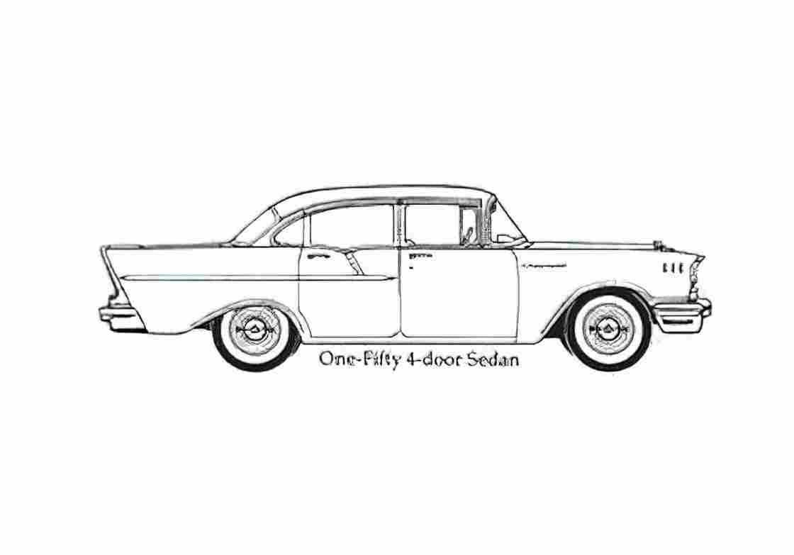 Blueprint Chevrolet One Fifty Sedan 1957 A4 Photo Print