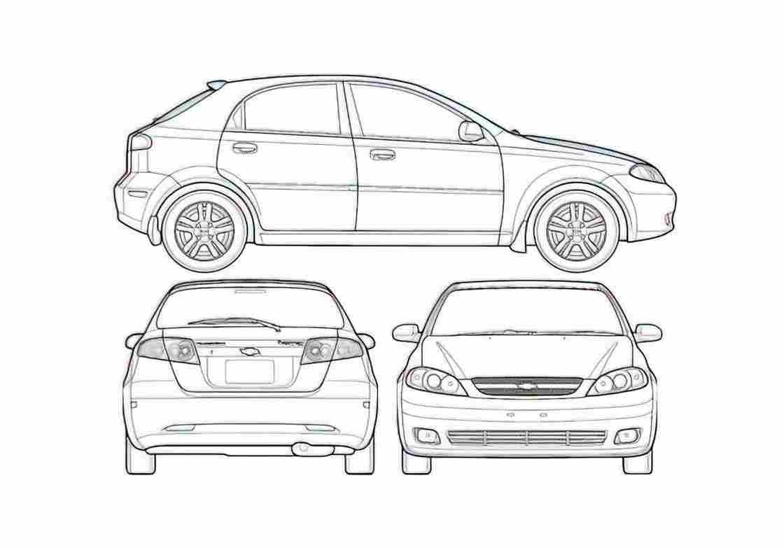 Blueprint Chevrolet Optra 5 door Hatchback 2007 A4 Photo Print