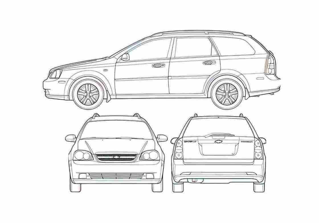 Blueprint Chevrolet Optra Station Wagon 2006 A4 Photo Print