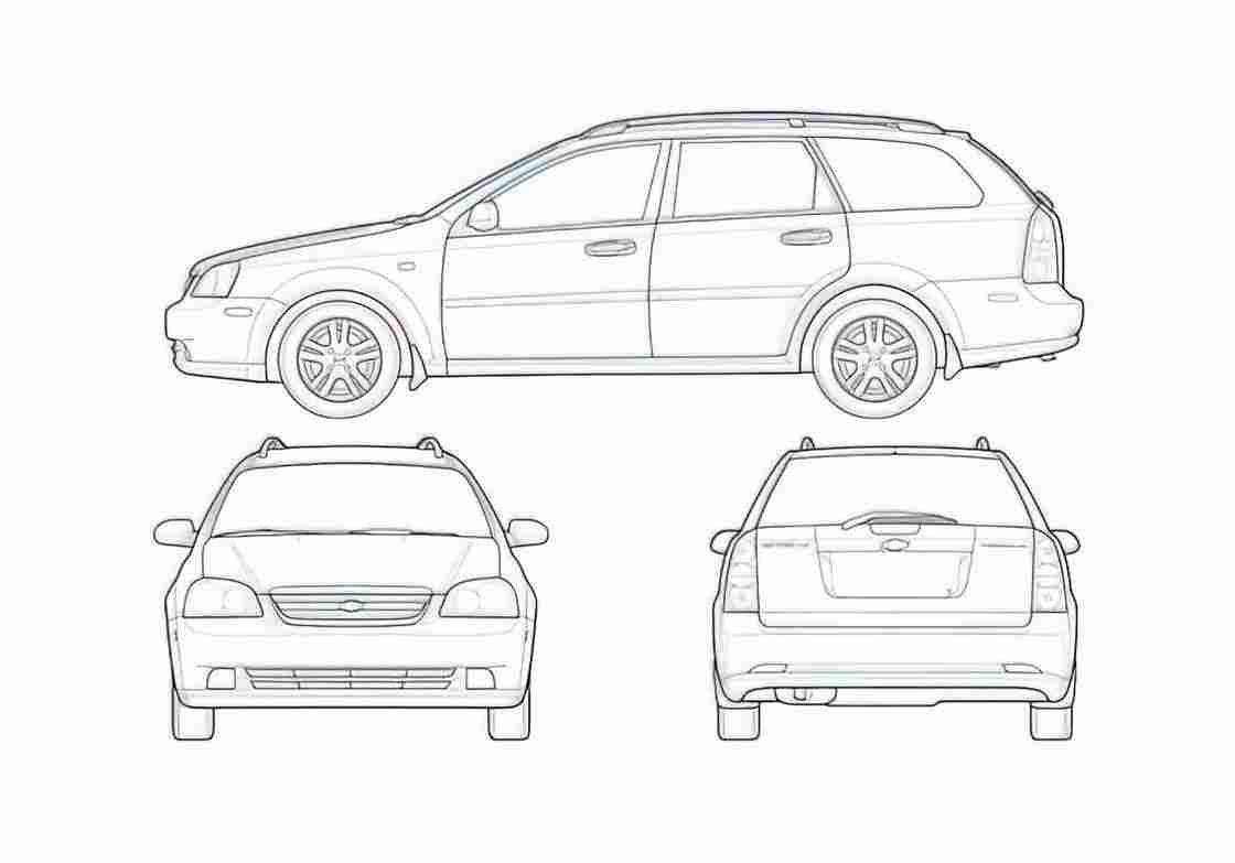 Blueprint Chevrolet Optra Station Wagon 2007 A4 Photo Print