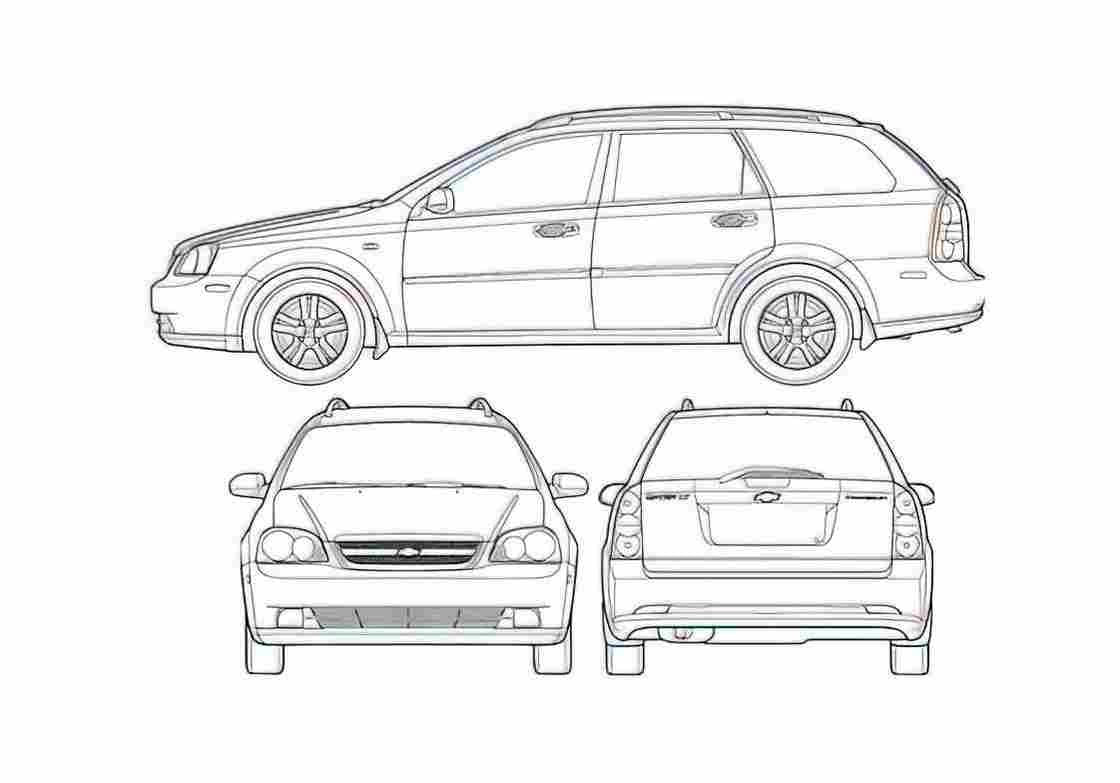 Blueprint Chevrolet Optra Wagon 2007 A4 Photo Print