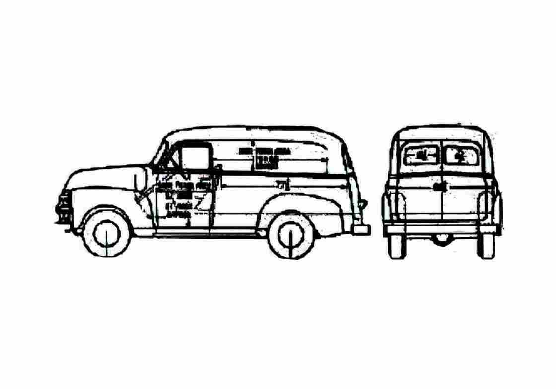 Blueprint Chevrolet Panel Delivery 3105 Van 1954 A4 Photo Print