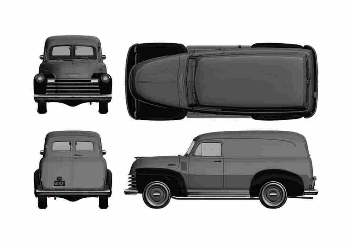Blueprint Chevrolet Panel Delivery Van 1951 A4 Photo Print