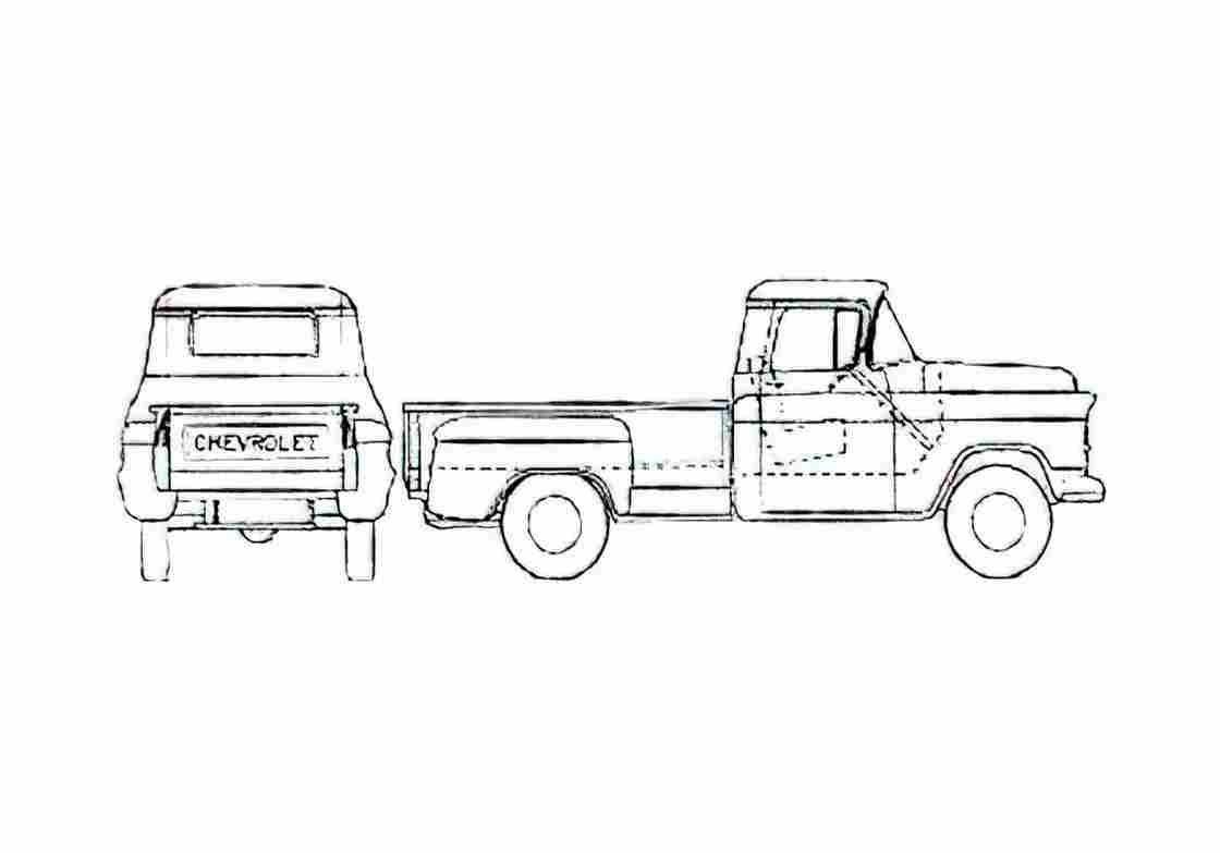 Blueprint Chevrolet Pick up 3600 Pick up 1956 A4 Photo Print