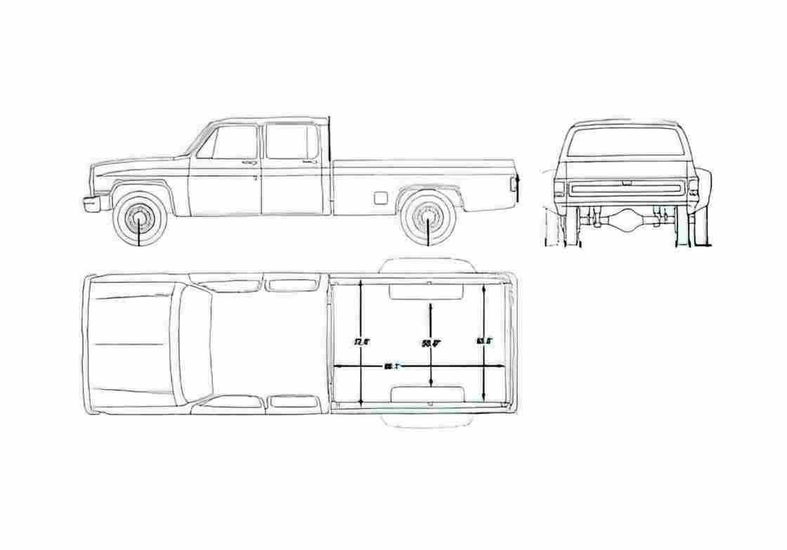 Blueprint Chevrolet Pick up Crewcab Pick up 1990 A4 Photo Print