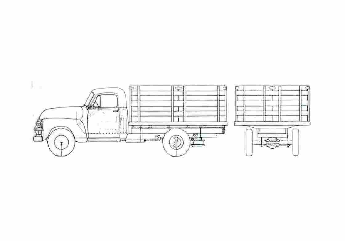 Blueprint Chevrolet Pick up Stake 3809 Pick up 1954 A4 Photo Print