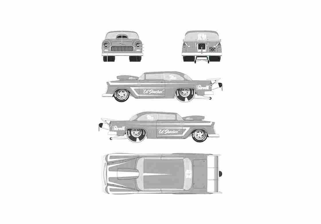 Blueprint Chevrolet Pro Sportsman Coupe 1955 A4 Photo Print