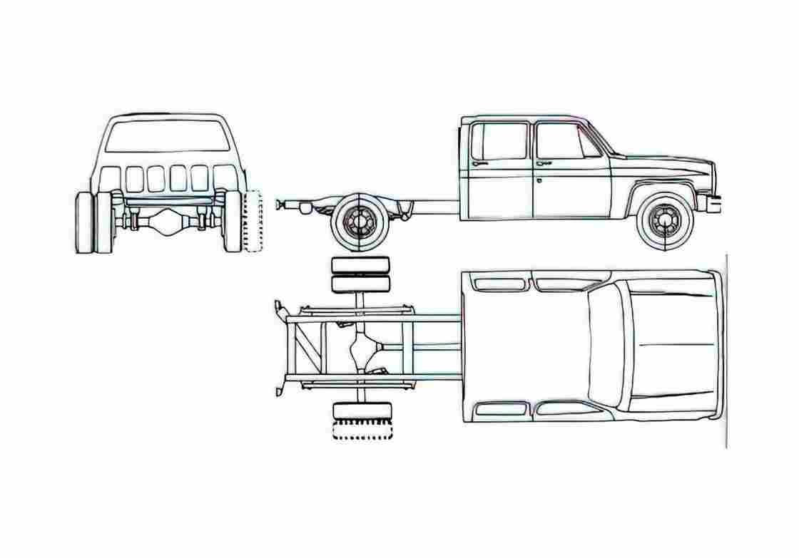 Blueprint Chevrolet R3500 Chassis Cab Pick up 1990 A4 Photo Print