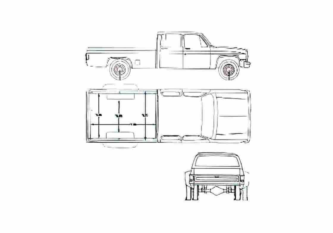 Blueprint Chevrolet R3500 Crew Cab Pick up 1990 A4 Photo Print