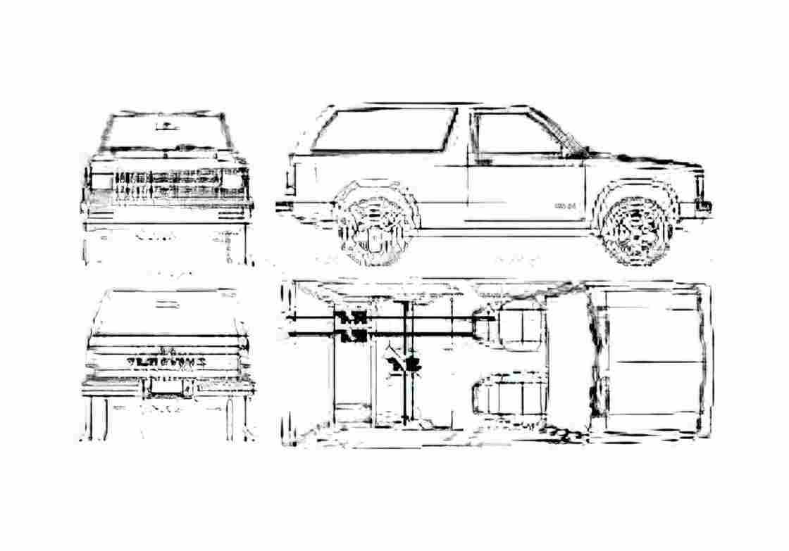 Blueprint Chevrolet S 10 2 door Wagon 1991 A4 Photo Print