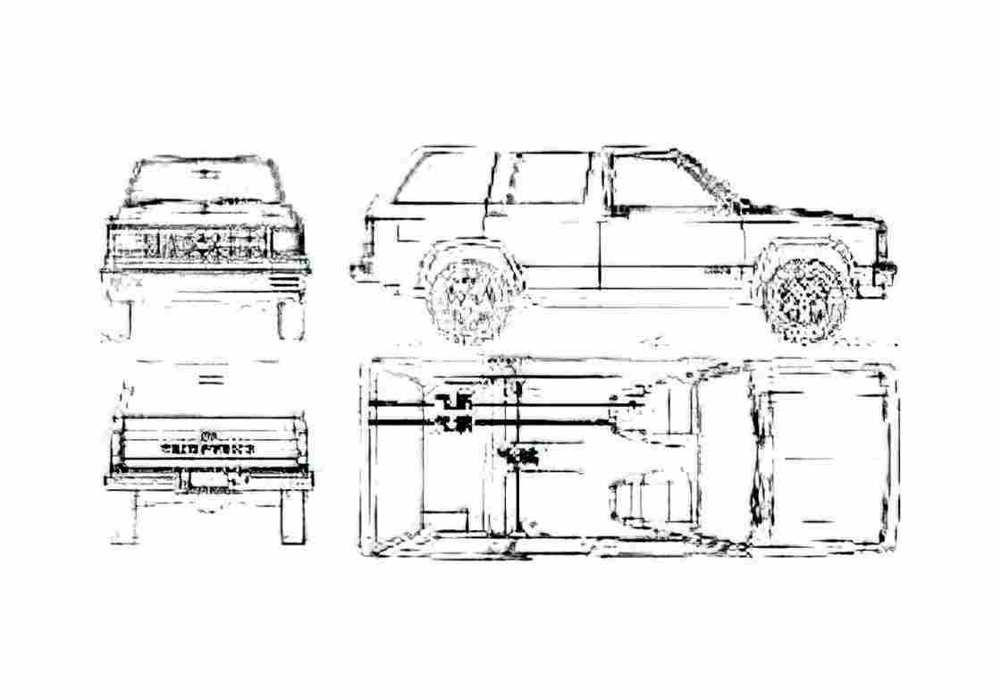 Blueprint Chevrolet S 10 4 door Wagon 1991 A4 Photo Print