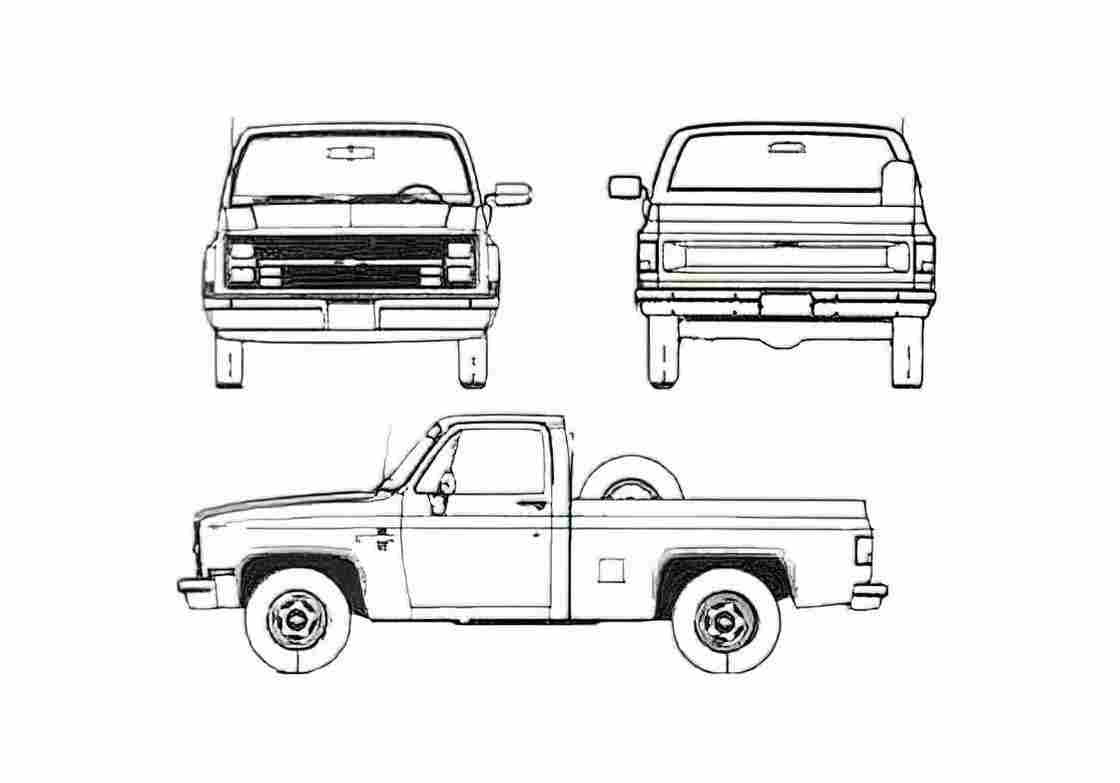 Blueprint Chevrolet S 10 Custom Pick up 1989 A4 Photo Print