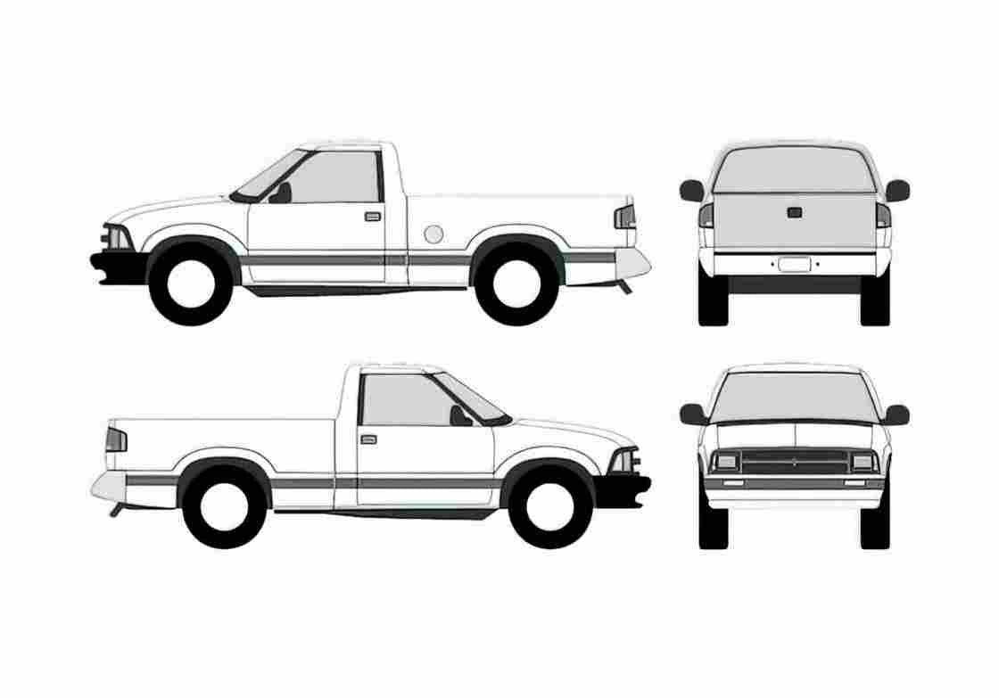 Blueprint Chevrolet S 10 Pick up 1994 A4 Photo Print