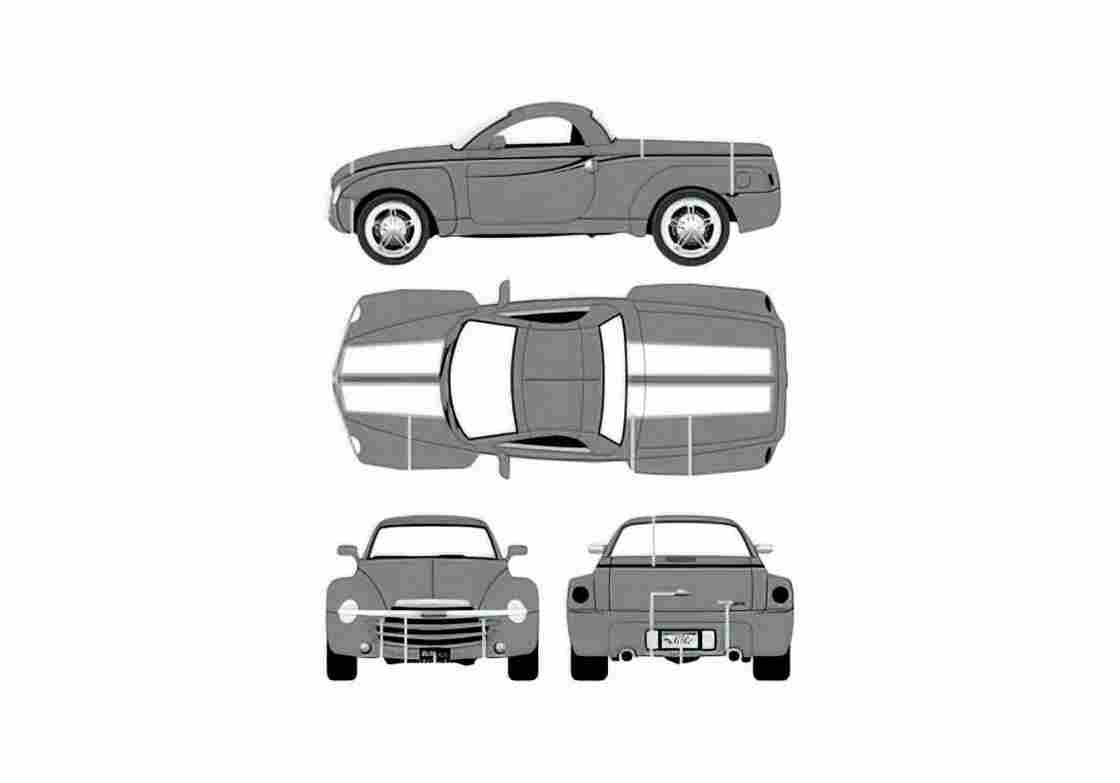 Blueprint Chevrolet SSR Pick up 2003 A4 Photo Print