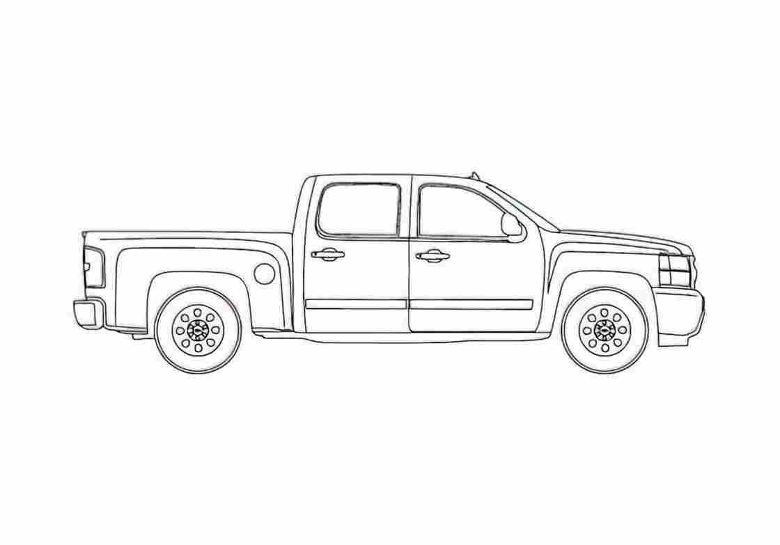 Blueprint Chevrolet Silverado Crew Cab Pick up 2011 A4 Photo Print