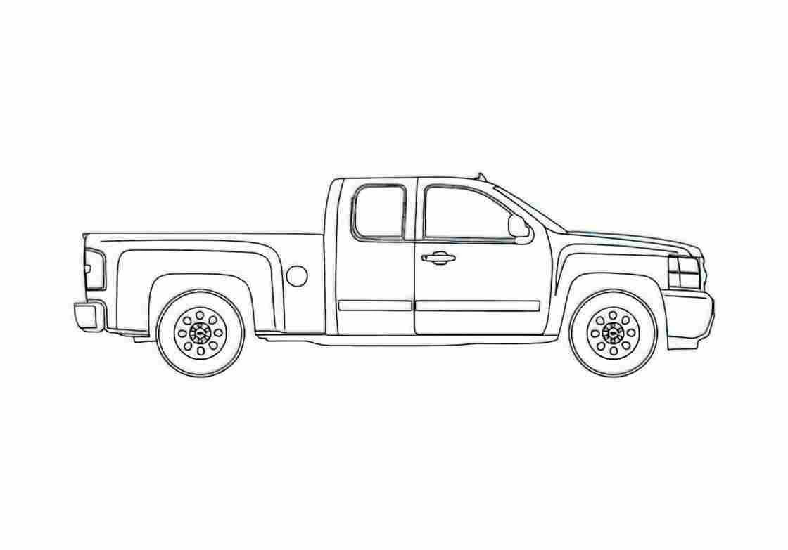 Blueprint Chevrolet Silverado Extended Cab Pick up 2011 A4 Photo Print