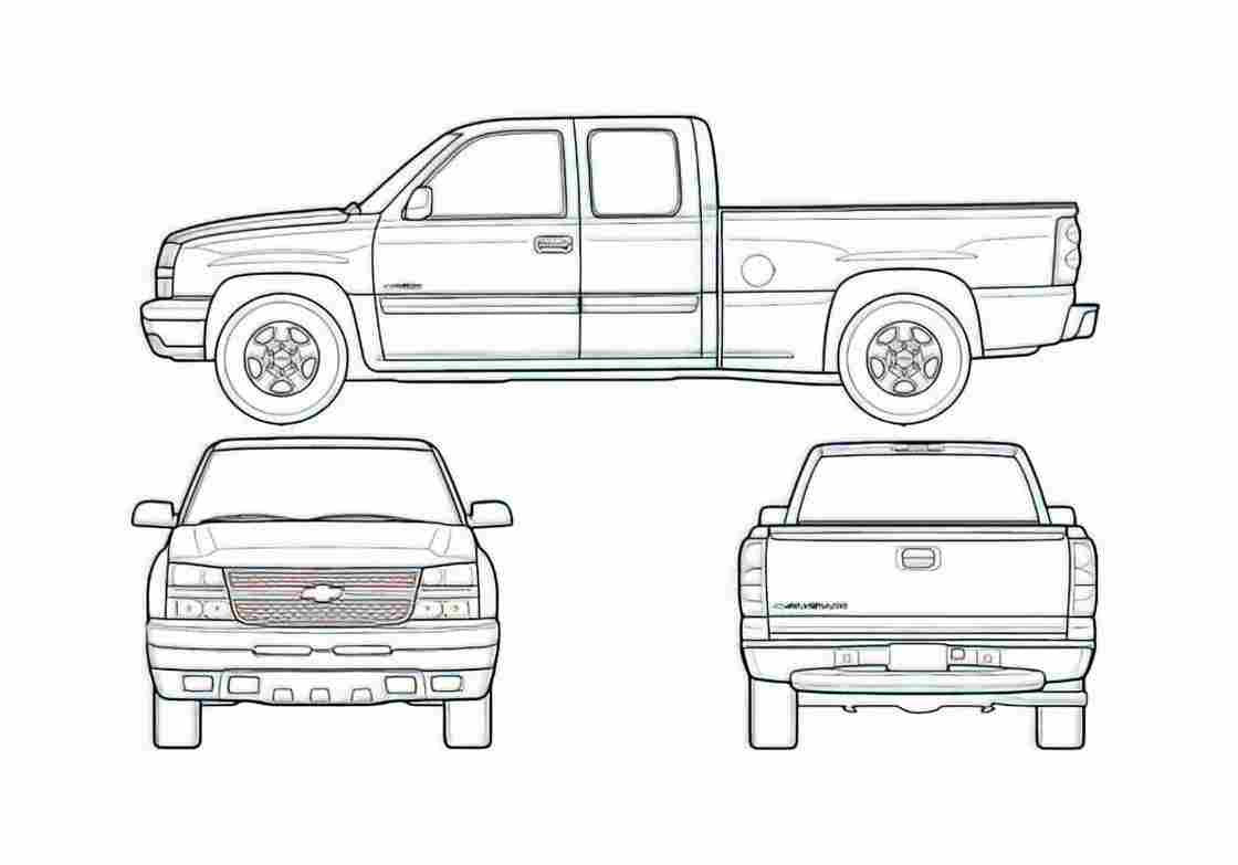Blueprint Chevrolet Silverado GMT800 Pick up 2006 A4 Photo Print