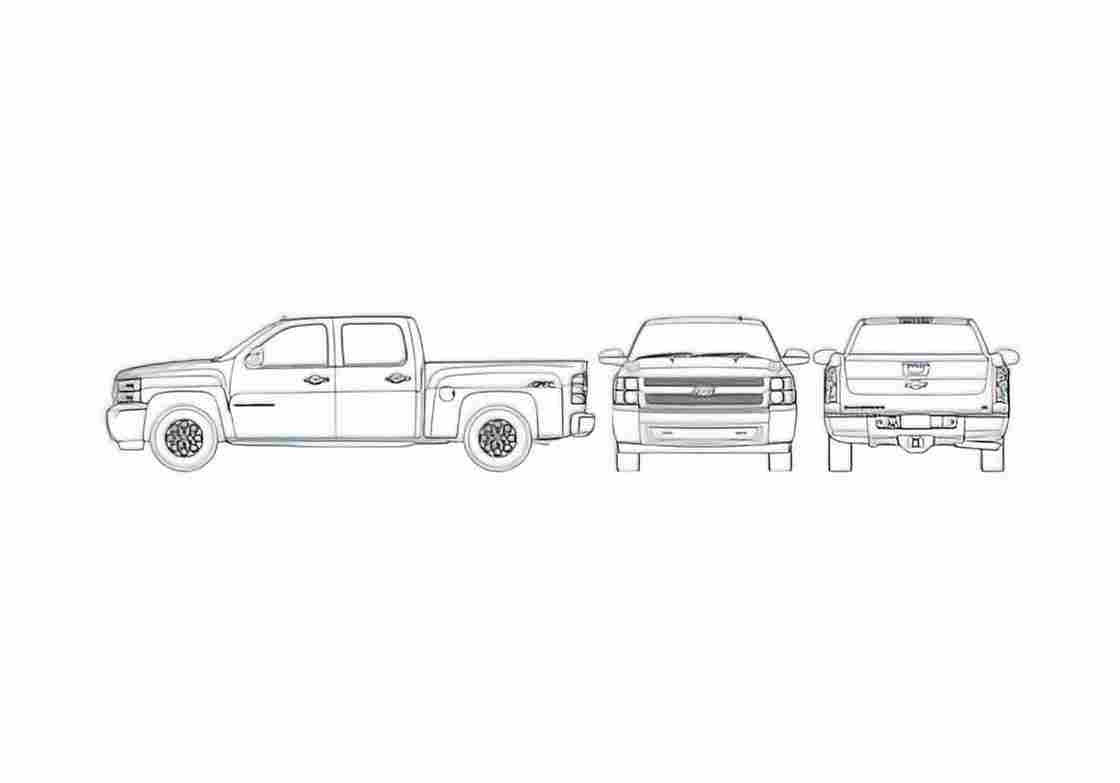 Blueprint Chevrolet Silverado GMT900 Pick up 2007 A4 Photo Print