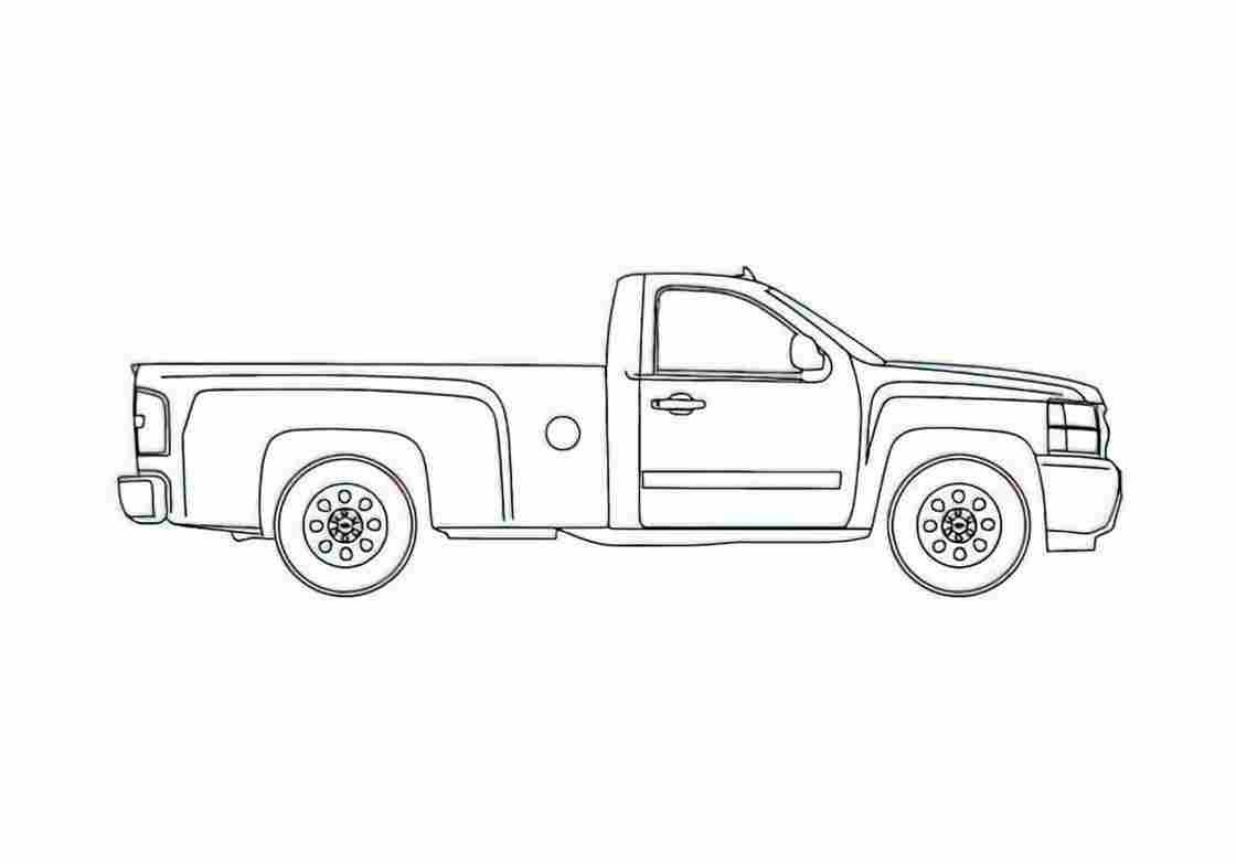 Blueprint Chevrolet Silverado Regular Cab Pick up 2011 A4 Photo Print