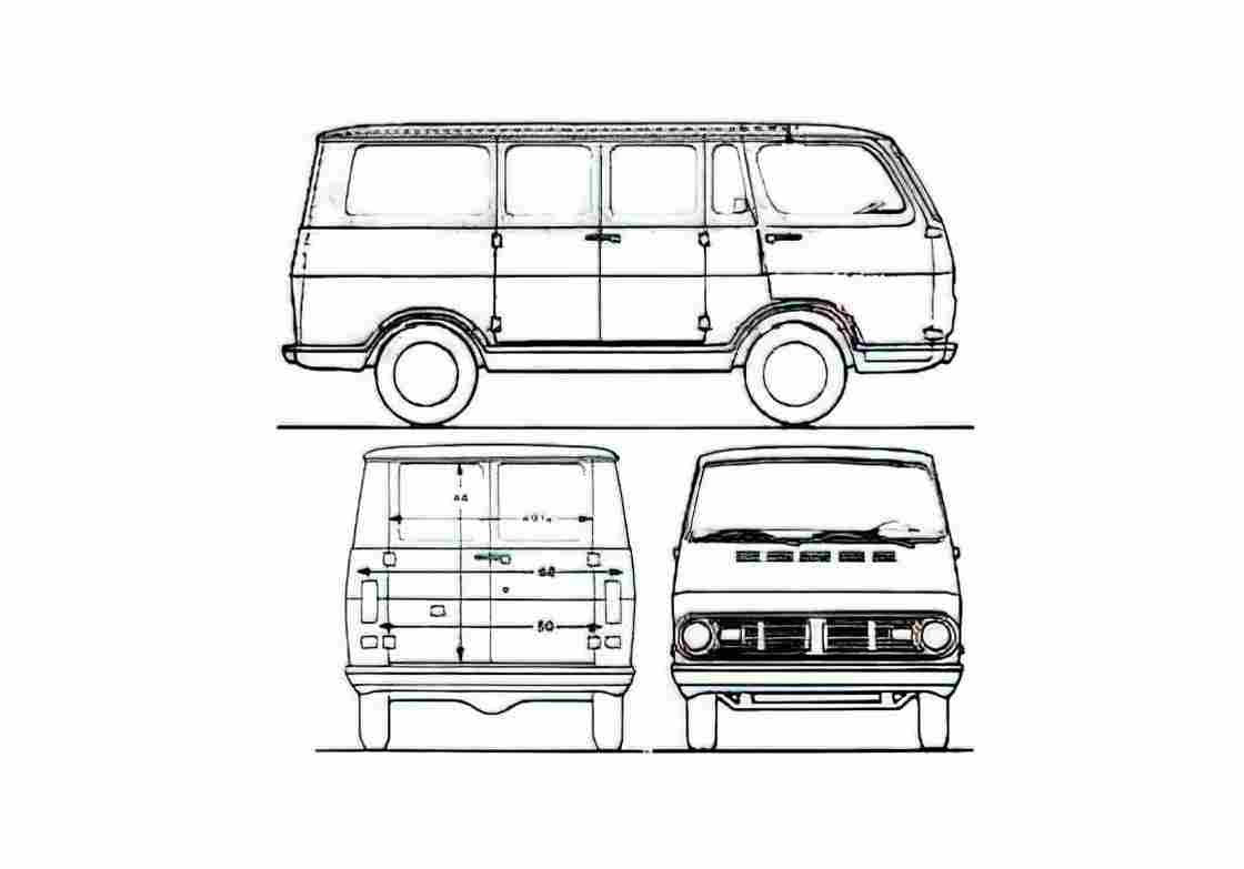 Blueprint Chevrolet Sport Van 90 Minivan 1967 A4 Photo Print