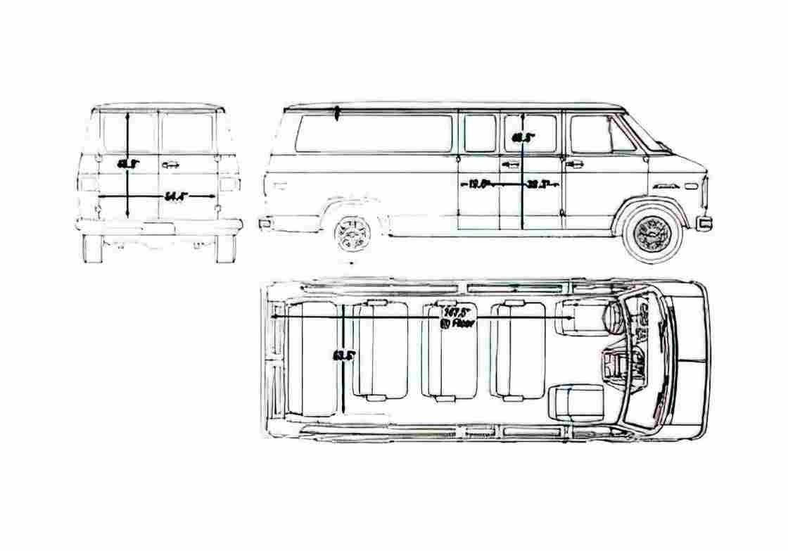 Blueprint Chevrolet Sportvan LWB Van 1990 A4 Photo Print