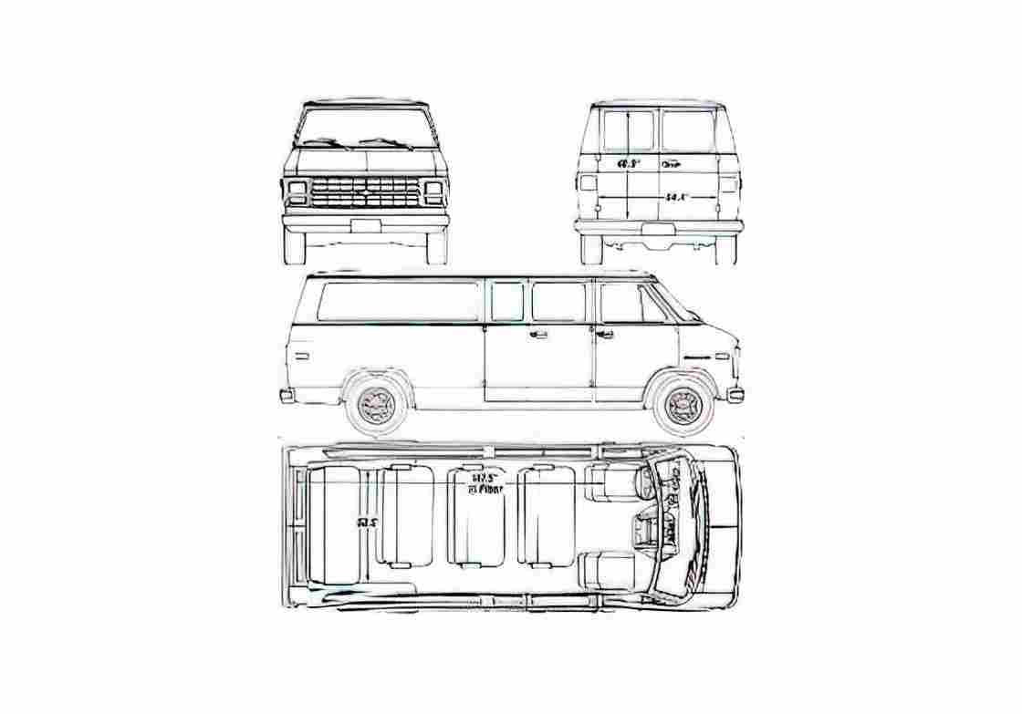 Blueprint Chevrolet Sportvan Van 1990 A4 Photo Print