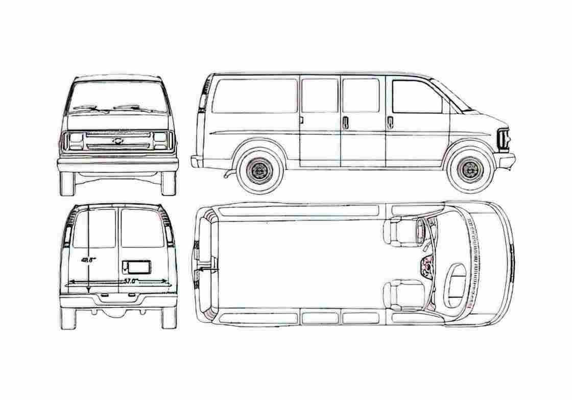 Blueprint Chevrolet Starcraft Van 2000 A4 Photo Print