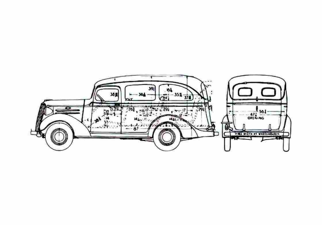 Blueprint Chevrolet Suburban Carryall Wagon 1937 A4 Photo Print
