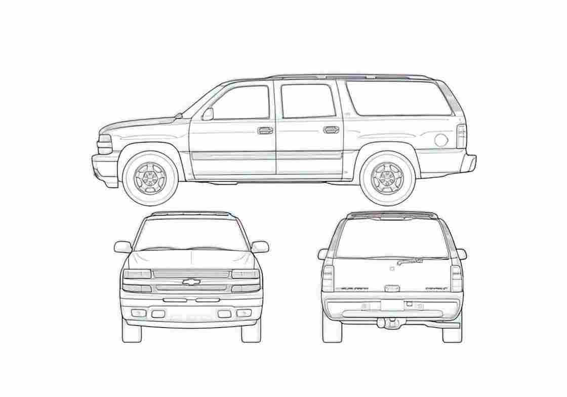 Blueprint Chevrolet Suburban GMT800 SUV 2006 A4 Photo Print