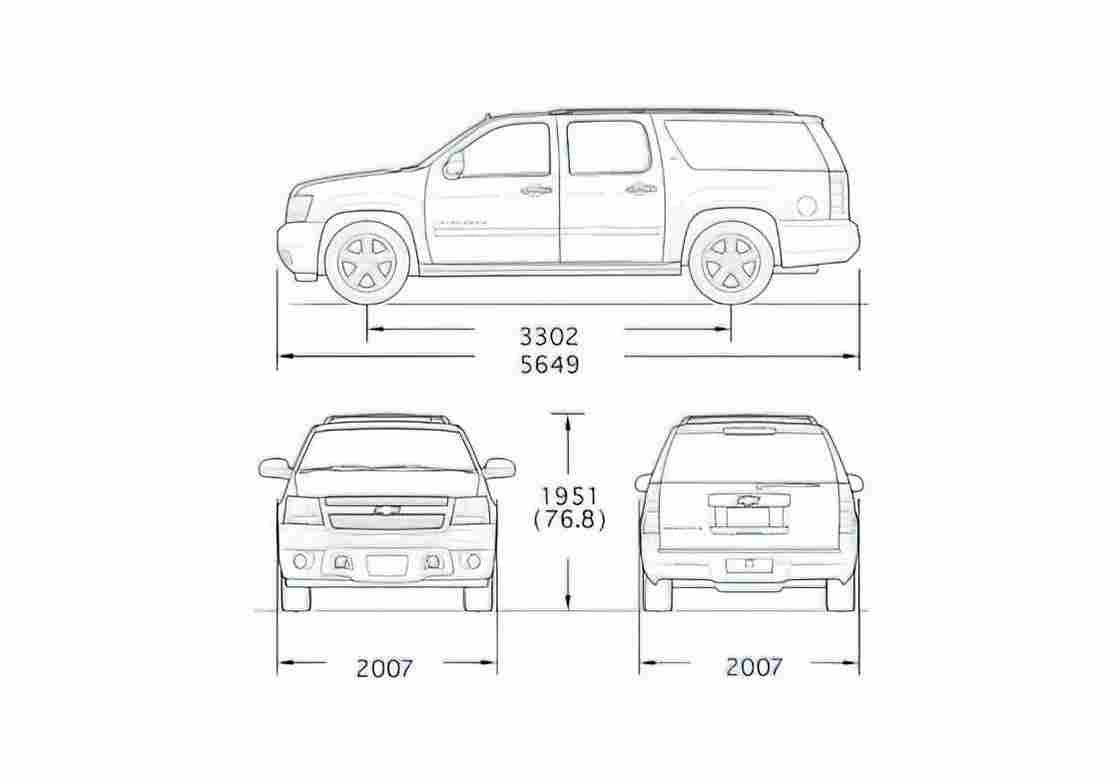 Blueprint Chevrolet Suburban GMT900 SUV 2007 A4 Photo Print