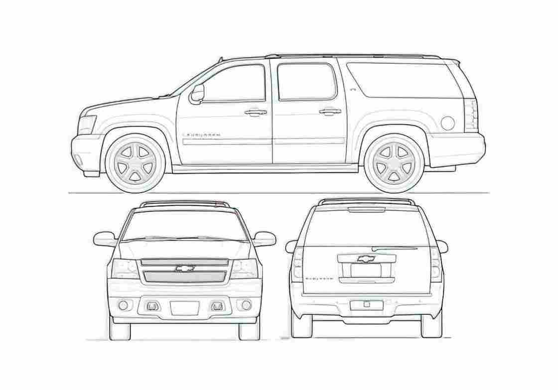 Blueprint Chevrolet Suburban SUV 2009 A4 Photo Print