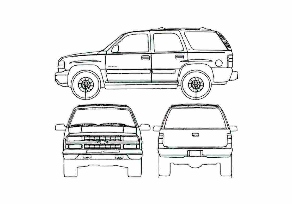 Blueprint Chevrolet Tahoe GMT800 SUV 2000 A4 Photo Print