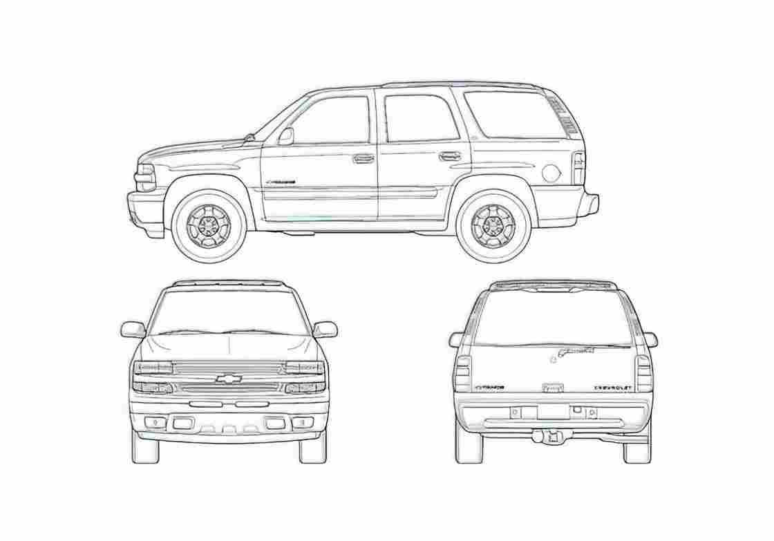 Blueprint Chevrolet Tahoe GMT800 SUV 2006 A4 Photo Print