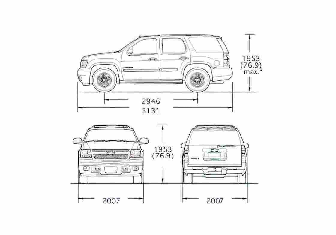 Blueprint Chevrolet Tahoe GMT900 SUV 2007 A4 Photo Print